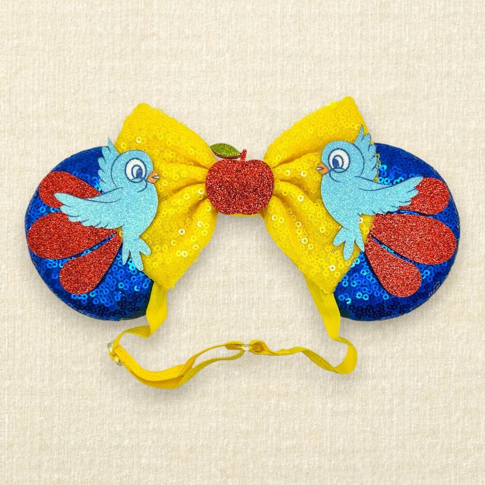 Elastic Blue Sequin Snow White Minnie Ears | Disney-Inspired Mouse Ears